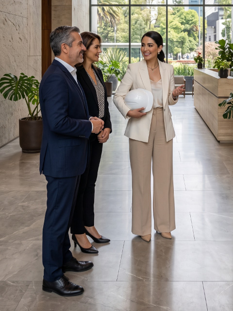 Acabados para interiores y exteriores en Chihuahua, México que revalorizan oficinas modernas con acabados arquitectónicos premium.